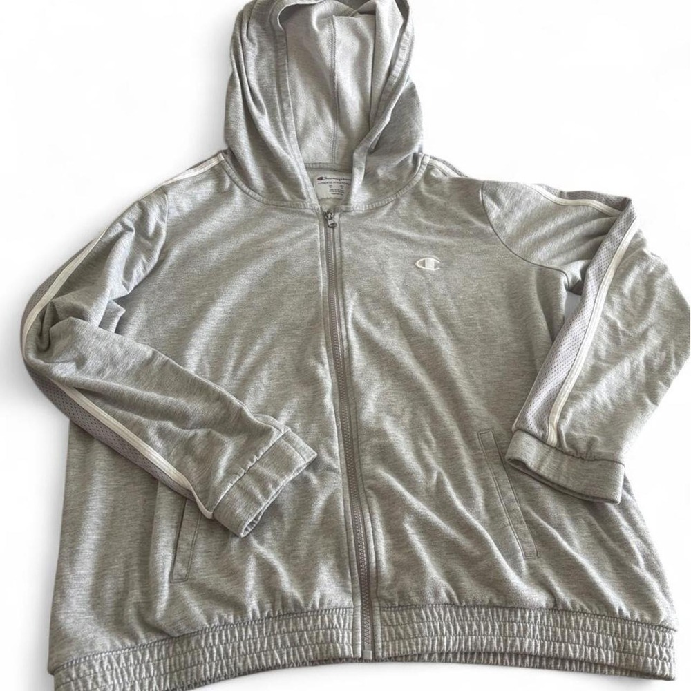 Champion heather gray full-zip hooded athletic jacket Size XL